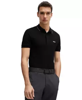 Мужская поло с тональным логотипом Slim-Fit Hugo Boss, черный