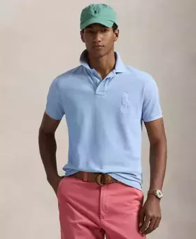 Мужская поло с вышивкой Big Pony, slim fit, из сетчатой ткани Polo Ralph Lauren, синий