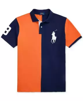 Мужская поло с вышивкой Big Pony, slim fit, из сетчатой ткани Polo Ralph Lauren, оранжевый