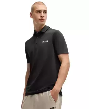 Мужская поло с защитой от ультрафиолета Slim-Fit Hugo Boss, черный