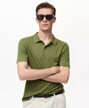 Мужская поло Slim-Fit MANGO, зеленый