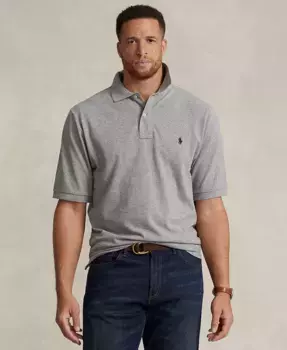 Мужская поло The Iconic Mesh большого и высокого размера Polo Ralph Lauren, серый