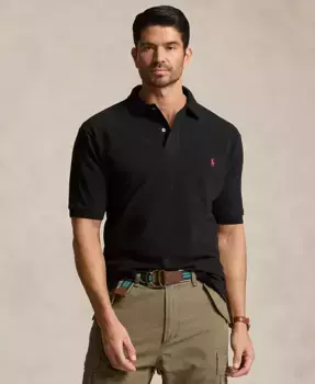 Мужская поло The Iconic Mesh большого и высокого размера Polo Ralph Lauren, черный