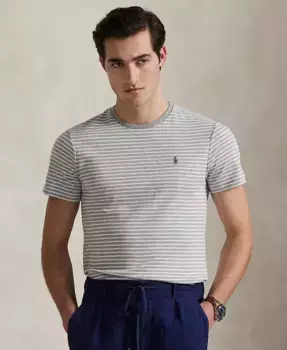 Мужская полосатая футболка Classic-Fit из джерси Polo Ralph Lauren, серый