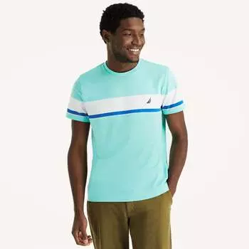 Мужская полосатая футболка Nautica, цвет poolside aqua