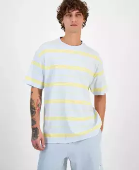 Мужская полосатая футболка оверсайз с круглым вырезом Hugo Boss, синий