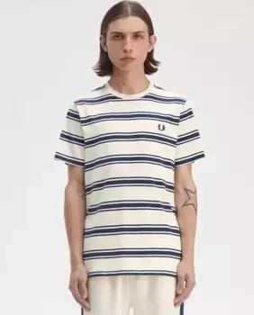 Мужская полосатая футболка с коротким рукавом Fred Perry, цвет Crudo