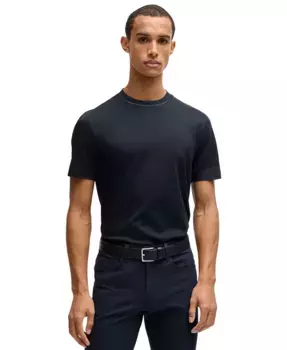Мужская полосатая футболка с воротником Slim-Fit Hugo Boss, синий
