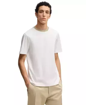 Мужская полосатая футболка с воротником Slim-Fit Hugo Boss, белый