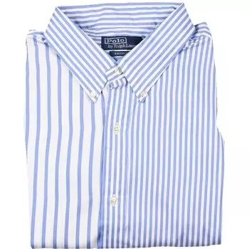 Мужская полосатая хлопковая рубашка на пуговицах Polo Ralph Lauren, синий