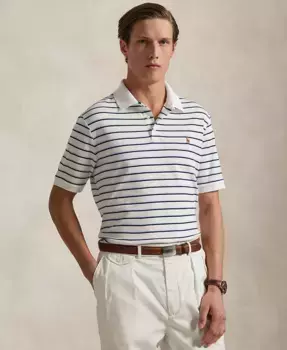 Мужская полосатая классическая поло из мягкого хлопка Polo Ralph Lauren, белый