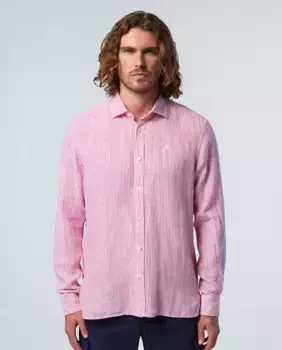 Мужская полосатая льняная рубашка с открытым воротником North Sails, коралловый