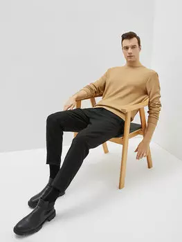 Мужская полосатая мужская толстовка с круглым вырезом и длинными рукавами LCWAIKIKI Classic, темно-бежевый