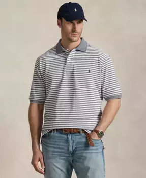 Мужская полосатая оксфордская поло-рубашка с сетчатой вставкой Big & Tall Polo Ralph Lauren, синий