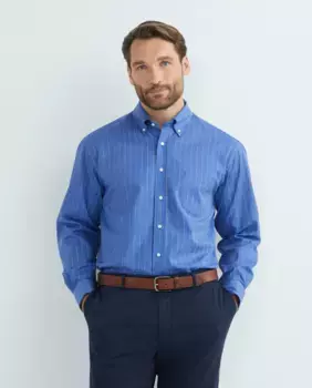 Мужская полосатая повседневная рубашка с длинными рукавами больших размеров Mirto, индиго/синий