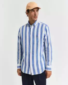 Мужская полосатая рубашка больших размеров с длинным рукавом Gant, синий