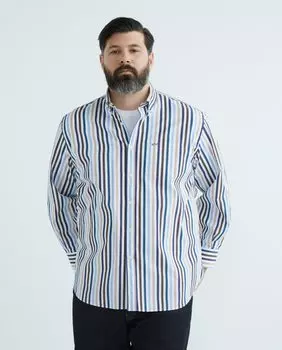Мужская полосатая рубашка больших размеров с длинными рукавами Paul & Shark, белый