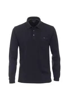 Мужская полосатая рубашка-поло с длинными рукавами CASAMODA, темно-синий