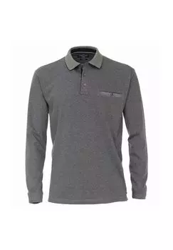 Мужская полосатая рубашка-поло с длинными рукавами CASAMODA, цвет Graues Mittelblau