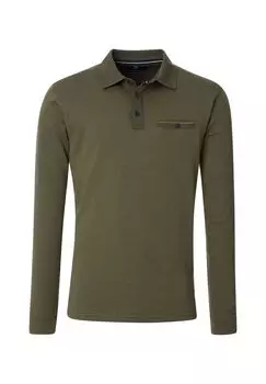 Мужская полосатая рубашка-поло с длинными рукавами CASAMODA, цвет Olive(375)