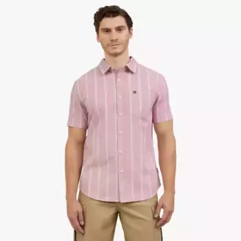 Мужская полосатая рубашка с коротким рукавом на пуговицах Quiksilver, цвет dusty rose