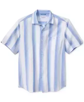 Мужская полосатая рубашка с коротким рукавом Nova Wave на пуговицах Malibu Tommy Bahama, синий