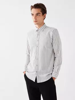 Мужская полосатая рубашка Slim Fit с длинным рукавом SOUTHBLUE, индиго полосатый