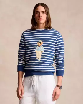 Мужская полосатая толстовка с принтом Polo Bear Polo Ralph Lauren, цвет Azul Cantbrico