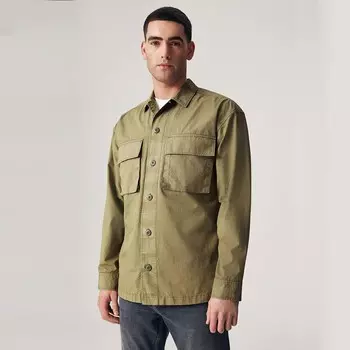 Мужская поплиновая рубашка NEXT с двумя карманами, цвет Khaki