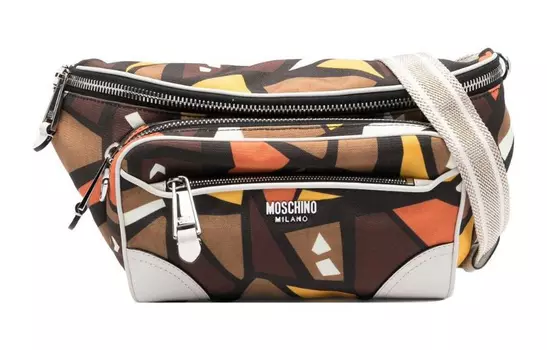 Мужская поясная сумка через плечо из полиэстера цвета умбры MOSCHINO