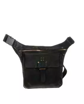 Мужская поясная сумка из черной кожи Stamp, черный