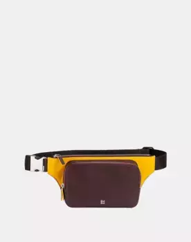 Мужская поясная сумка из кожи бордового цвета Dudu