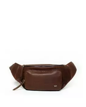 Мужская поясная сумка из темно-коричневой кожи Privata, темно коричневый