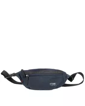 Мужская поясная сумка из вощеной парусины синего цвета Stamp, темно-синий