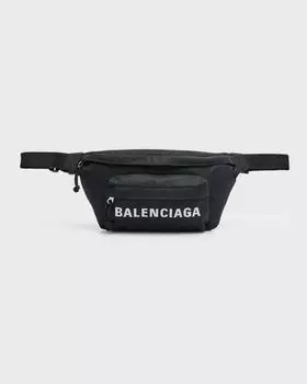 Мужская поясная сумка Wheel из нейлона с логотипом Balenciaga, цвет 1000 Black/Black