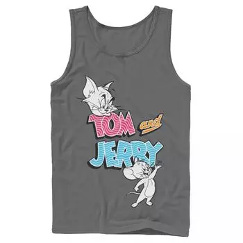 Мужская портретная майка с рисунком и логотипом Tom And Jerry Licensed Character