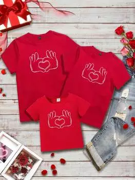 Мужская повседневная футболка с коротким рукавом с принтом на День святого Валентина Manfinity Homme, красная, красный цвет