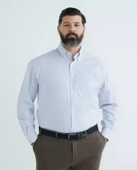 Мужская повседневная классическая полосатая рубашка с длинными рукавами больших размеров Mirto, синий