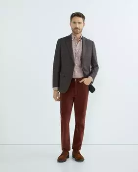 Мужская повседневная клетчатая рубашка с длинными рукавами Mirto, коричневый