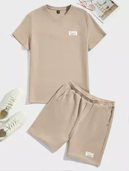 Мужская повседневная одежда с нашивкой с надписью Shein, хаки