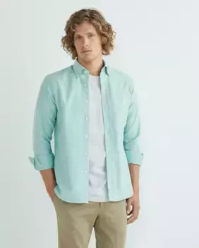 Мужская повседневная однотонная оксфордская рубашка с длинными рукавами Mirto, светло-зеленый