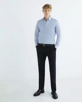 Мужская повседневная однотонная рубашка с длинным рукавом Mirto, синий