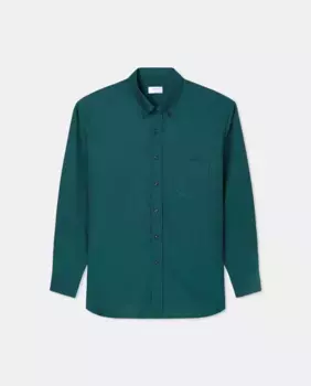 Мужская повседневная однотонная рубашка с длинными рукавами больших размеров Mirto, темно-зеленый