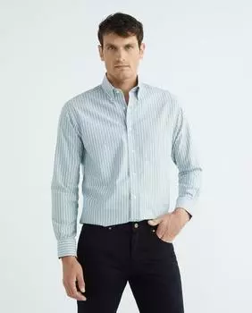 Мужская повседневная оксфордская рубашка в полоску с длинным рукавом Mirto, светло-зеленый