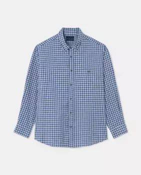 Мужская повседневная рубашка большого размера из ткани виела с принтом вичи Dustin, синий