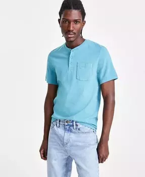 Мужская повседневная рубашка Henley с карманами и короткими рукавами Sun + Stone, зеленый