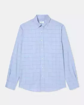 Мужская повседневная рубашка из хлопка в ломаную клетку Mirto, синий