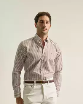 Мужская повседневная рубашка из поплина в полоску цвета ириски PuroEgo, красный