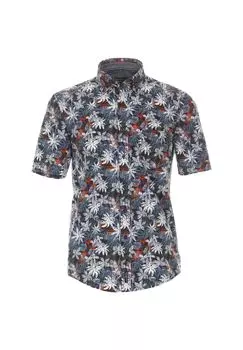 Мужская повседневная рубашка, принт с короткими рукавами, повседневный крой CASAMODA, темно-синий