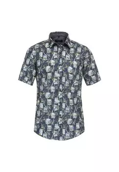 Мужская повседневная рубашка, принт с короткими рукавами, повседневный крой CASAMODA, темно-синий